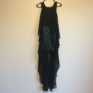 Small Black Sequin Short Tank Dress w/ Black Train